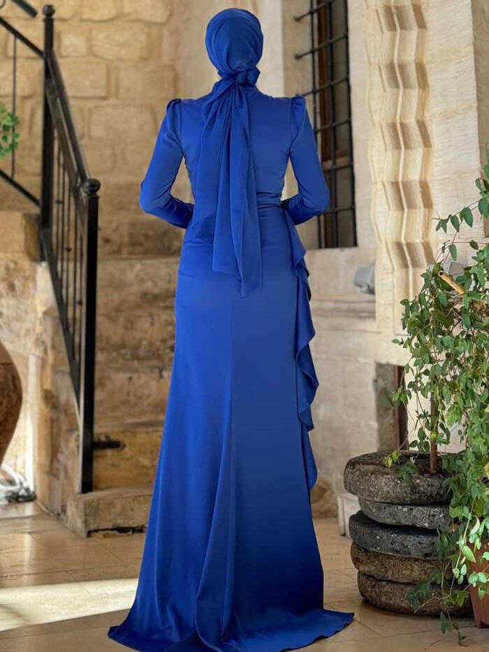 Alternative view of Islamic Female Wedding Dress | Ruffle Detail Evening Dress|7011