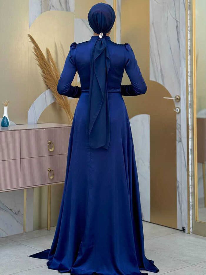 Alternative view of Abaya Dress for Wedding|Elegant Satin Evening Dress|7016