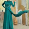 Green Wedding Dress|Luxurious Satin Evening|7016 - Image 2