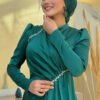 Green Wedding Dress|Luxurious Satin Evening|7016 - Image 4