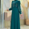 Islamic Wed Dress|Elegant Stone-Detail Modest Evening Gown|7022 - Image 3