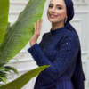 👗 Wedding Dress Tailor Near Me|Elegant Beaded Satin Evening Dress|7024 Evening Dress Navy Blue - Image 3