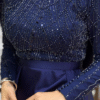 👗 Wedding Dress Tailor Near Me|Elegant Beaded Satin Evening Dress|7024 Evening Dress Navy Blue - Image 9