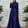 👗 Wedding Dress Tailor Near Me|Elegant Beaded Satin Evening Dress|7024 Evening Dress Navy Blue - Image 10