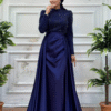 👗 Wedding Dress Tailor Near Me|Elegant Beaded Satin Evening Dress|7024 Evening Dress Navy Blue - Image 5