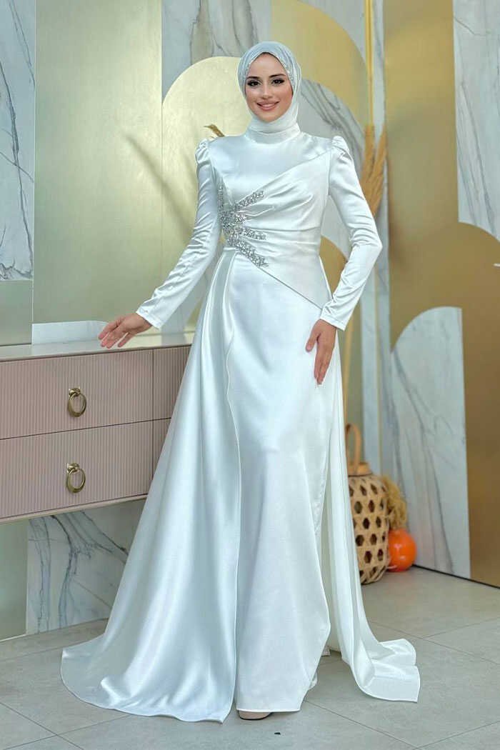 Islamic Wedding Dresses Online |Modest Bridal Gown7027 5 Islamic Wedding Dresses Online |Modest Bridal Gown7027 - Image 5