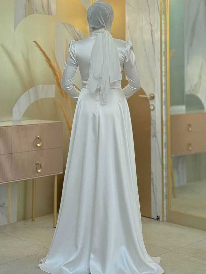 Alternative view of Turkish Dress for Wedding –Saten Abiye 7027| Luxe Satin Evening Gown