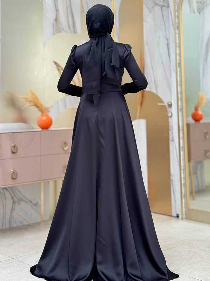Alternative view of Black Wedding Dress Lace | Elegant Long Sleeve Bridal Gown|7027