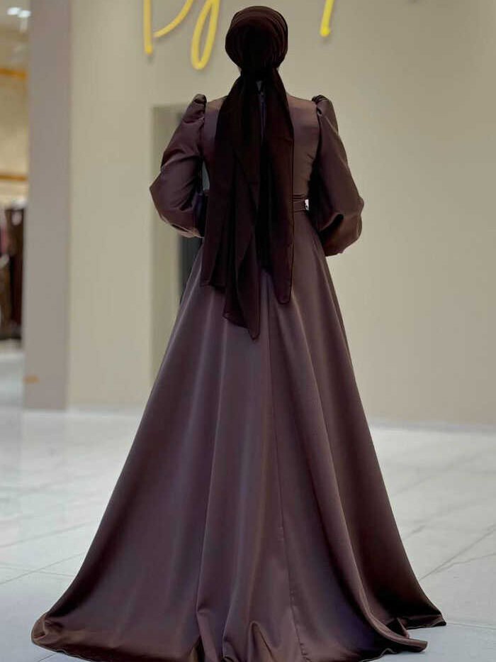 Alternative view of 👗 Wedding Dress Sleeves |Beaded Satin Evening Dress with Trail|7044