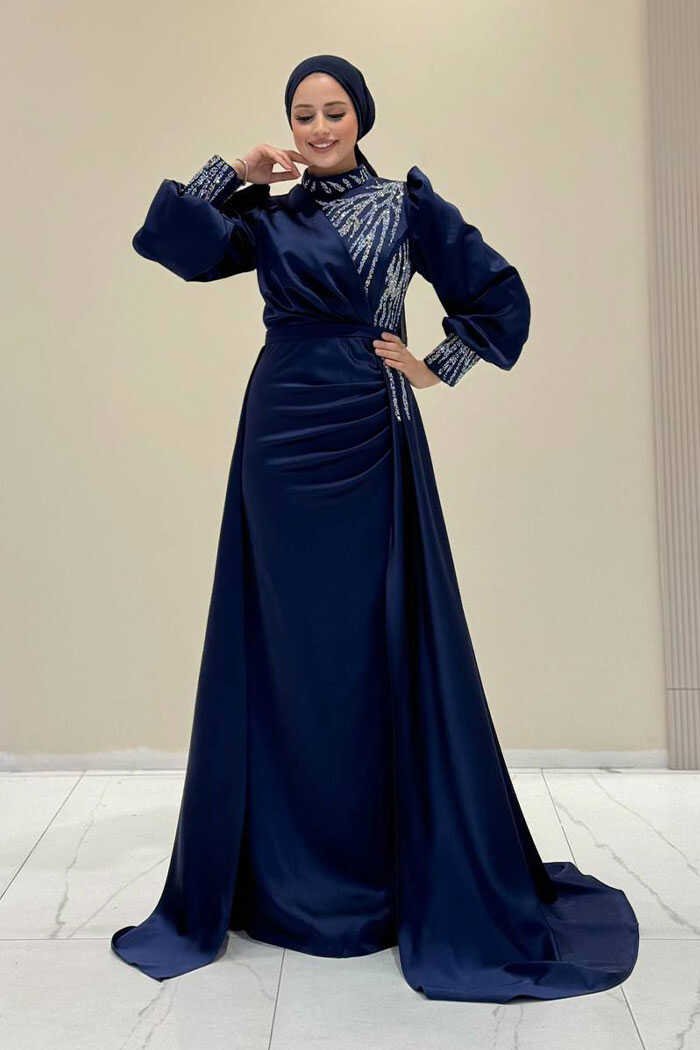 💎 Wedding Dress Lace|Elegant Beaded Satin Evening Gown|7044 6 💎 Wedding Dress Lace|Elegant Beaded Satin Evening Gown|7044 - Image 6