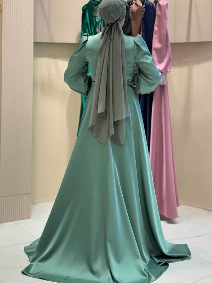 Alternative view of Stoned Tail Detail Evening Dress 7044 Mint