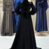 Stoned Tail Detail Evening Dress 7044 Black - Image 2