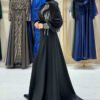 Stoned Tail Detail Evening Dress 7044 Black - Image 3