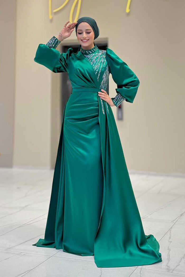 💎 Wedding Dress Lace|Elegant Beaded Satin Evening Gown|7044 9 💎 Wedding Dress Lace|Elegant Beaded Satin Evening Gown|7044 - Image 9