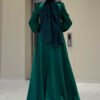 Stoned Tail Detail Evening Dress 7044 Emerald - Image 2