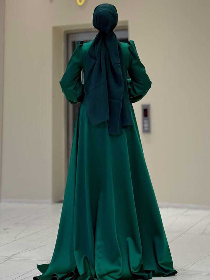Alternative view of Stoned Tail Detail Evening Dress 7044 Emerald