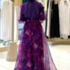 Self-Patterned Colorful Tulle Evening Dress 7047 Fuchsia - Image 2
