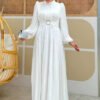 🌟 Turkish Abaya in Istanbul|Balloon Sleeve Pleated Evening Dress 7013 - Image 6