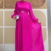 Abaya Dress Turkey|Elegant Balloon Sleeve Pleated Evening Dress|7013 - Image 7