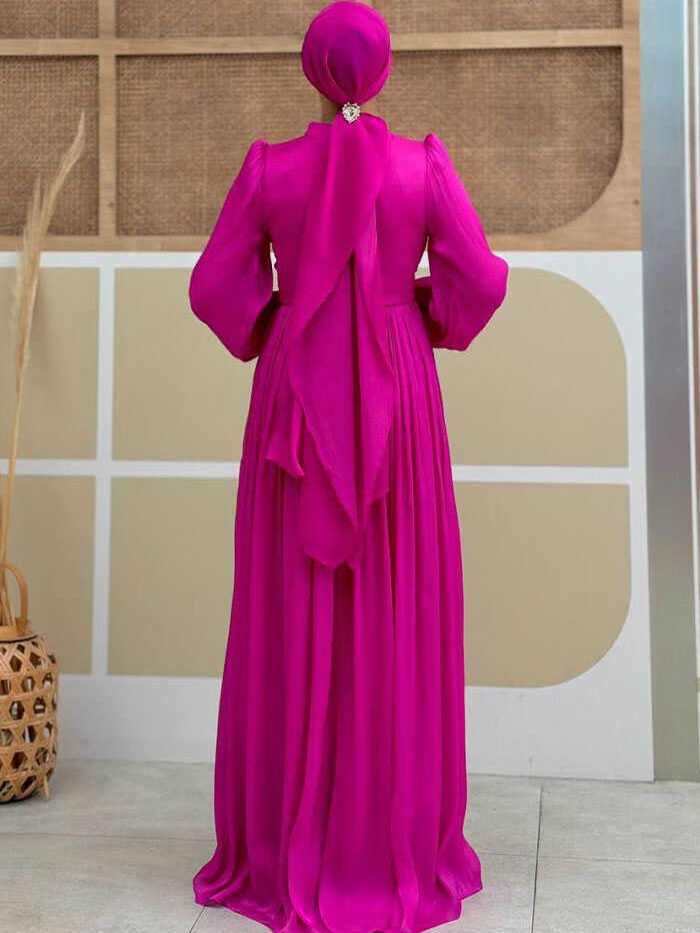 Alternative view of 🌟 Turkish Abaya in Istanbul|Balloon Sleeve Pleated Evening Dress 7013