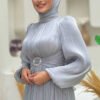 Turkish Wedding Dresses Online|Pleated Evening Dress7013 - Image 4