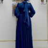 Abaya Dress Turkey|Elegant Balloon Sleeve Pleated Evening Dress|7013 - Image 2