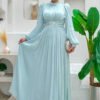 Turkish Wedding Dresses Online|Pleated Evening Dress7013 - Image 10