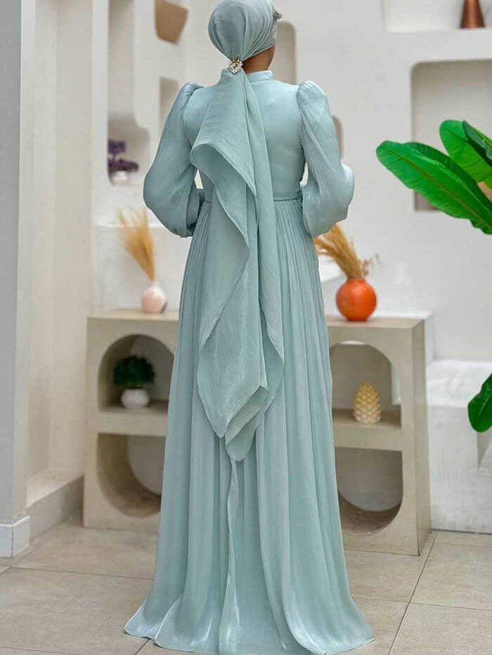 Alternative view of Turkish Dresses for Weddings | Balloon Sleeve Pleated| 7013