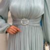 Turkish Dresses for Weddings | Balloon Sleeve Pleated| 7013 - Image 4