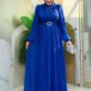 Islamic Female Wedding Dresses |Evening Dress with Beaded Buckle|7013 - Image 3