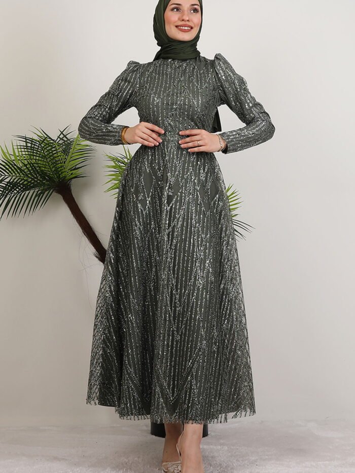 Elisa Hijab Evening Dress Khaki