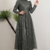 Elisa Hijab Evening Dress Khaki - Image 2