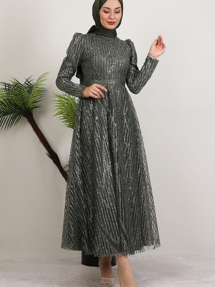 Alternative view of Elisa Hijab Evening Dress Khaki