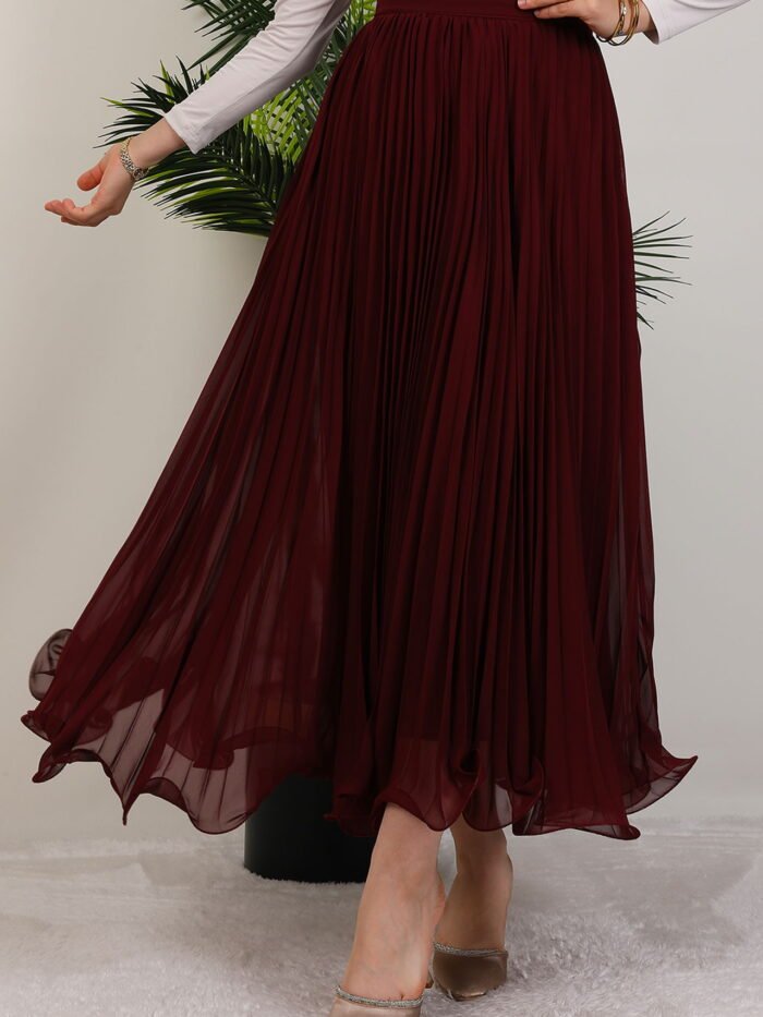 Eiffel Pleated Skirt Burgundy