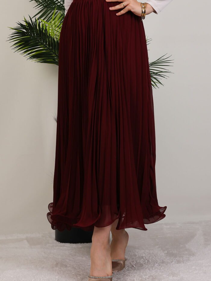 Alternative view of Eiffel Pleated Skirt Burgundy