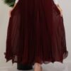 Eiffel Pleated Skirt Burgundy - Image 3
