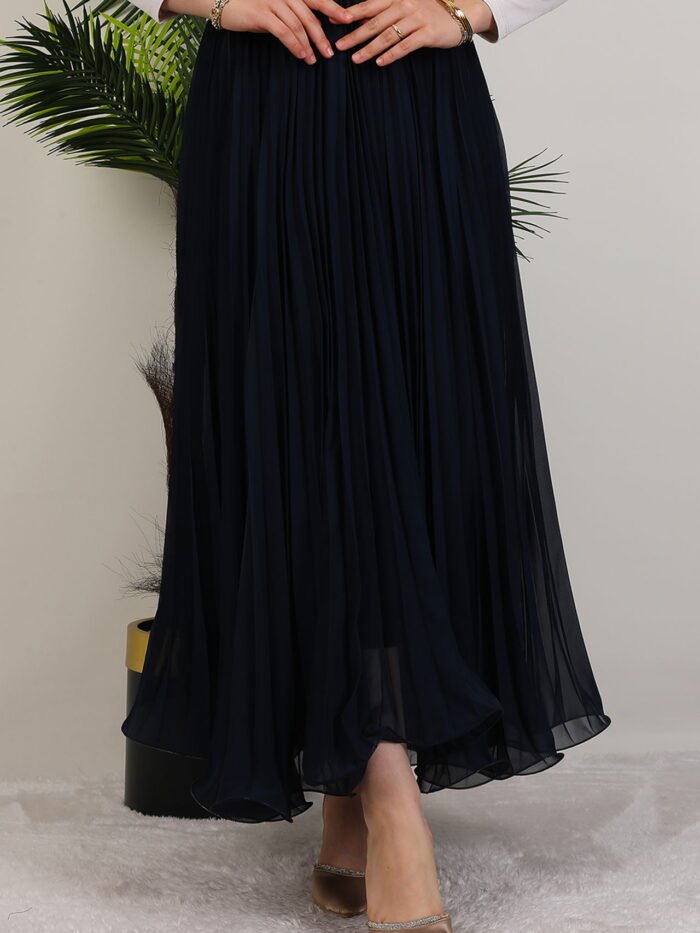 Alternative view of Eiffel Pleated Skirt Navy Blue