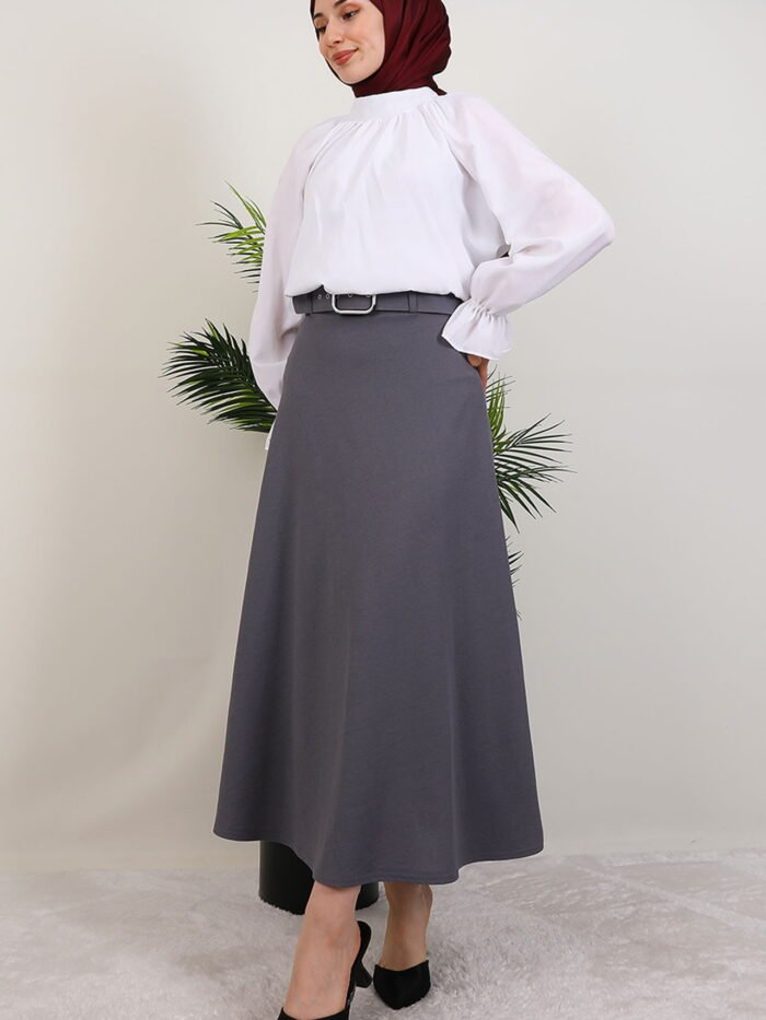 Belted Mevlana Skirt Gray