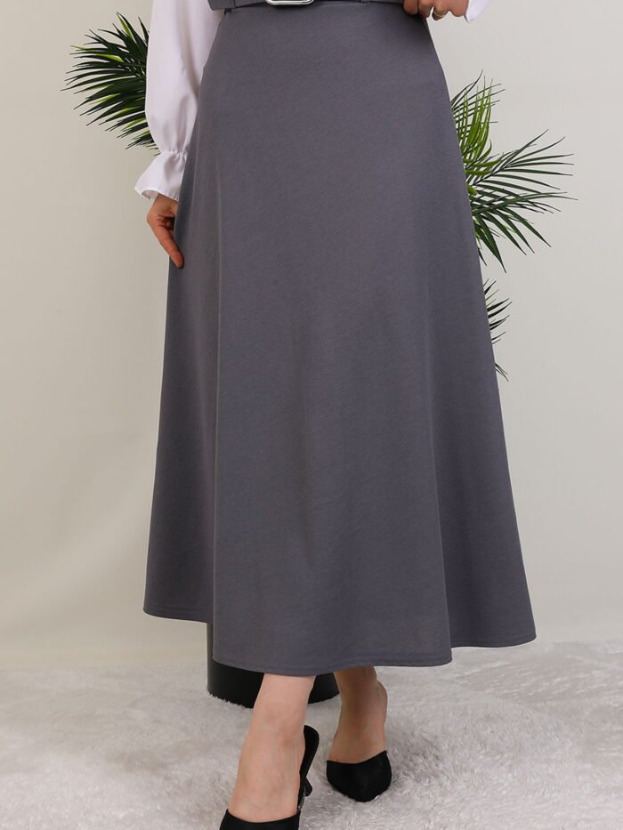 Alternative view of Belted Mevlana Skirt Gray
