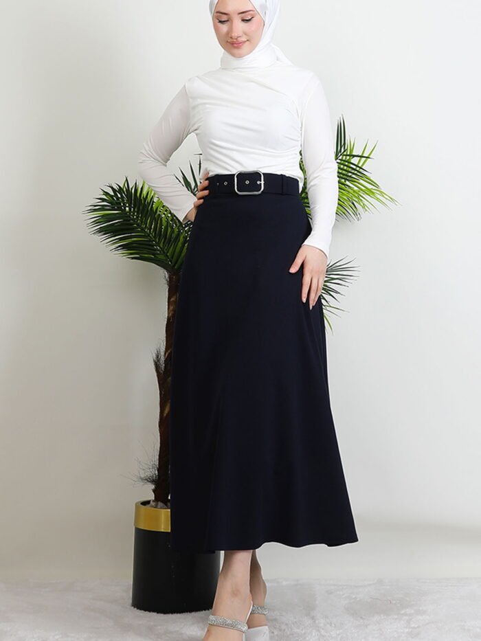 Alternative view of Belted Mevlana Skirt Navy Blue