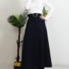 Belted Mevlana Skirt Navy Blue - Image 3