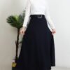 Belted Mevlana Skirt Navy Blue - Image 4