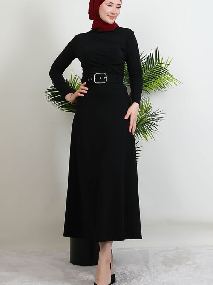 Alternative view of Belted Mevlana Skirt Black