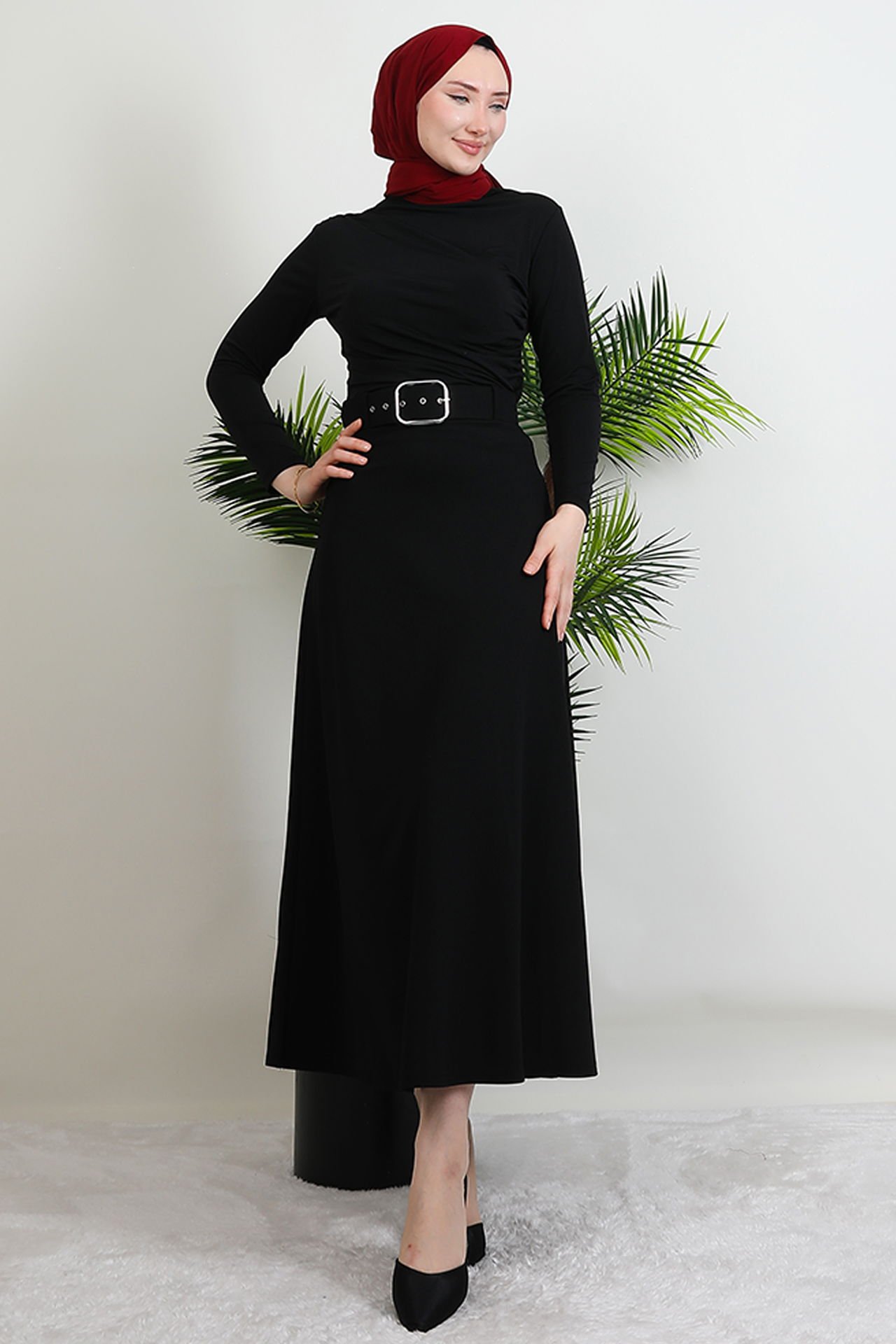 Belted Mevlana Skirt Black 2 Belted Mevlana Skirt Black - Image 2