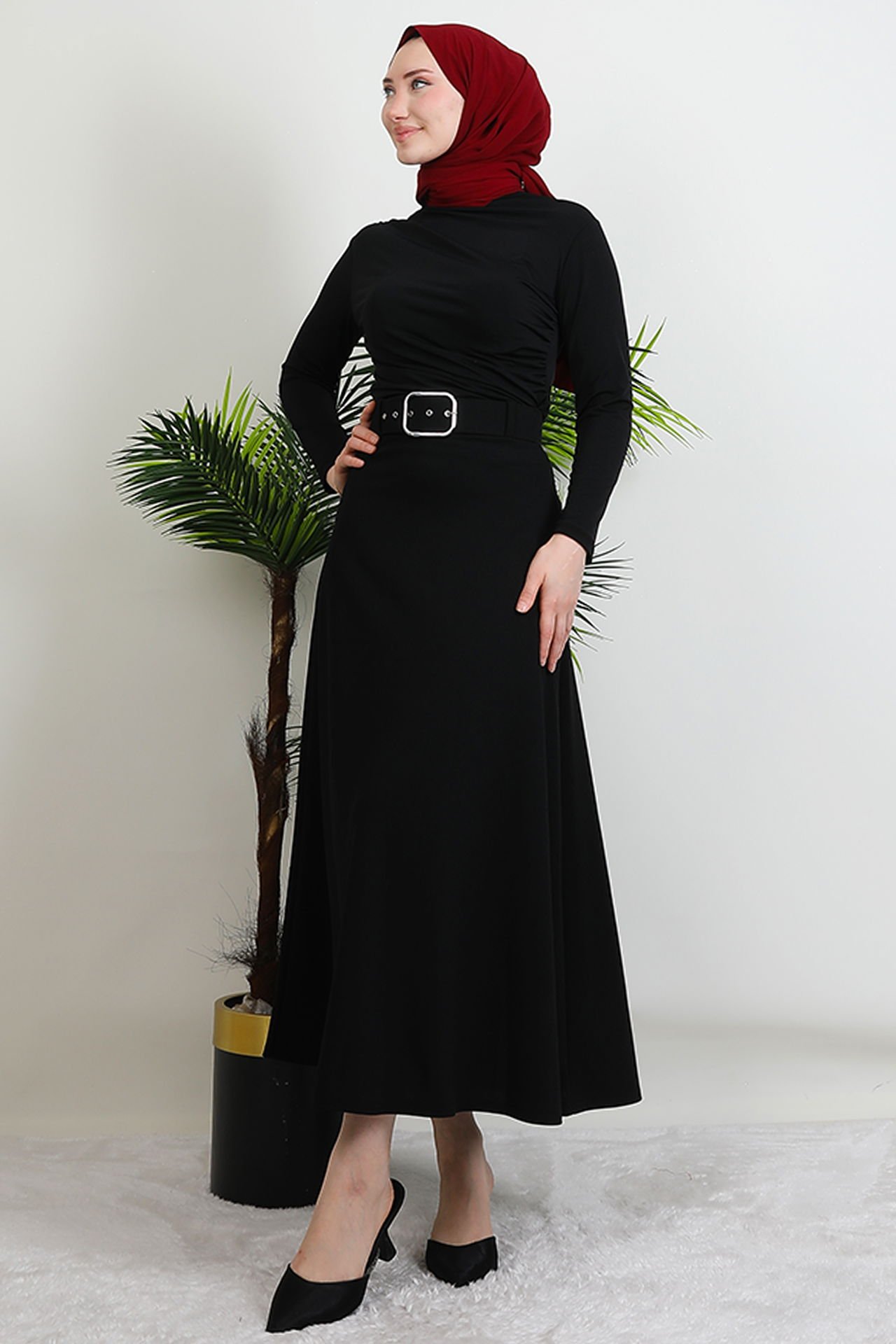 Belted Mevlana Skirt Black 3 Belted Mevlana Skirt Black - Image 3