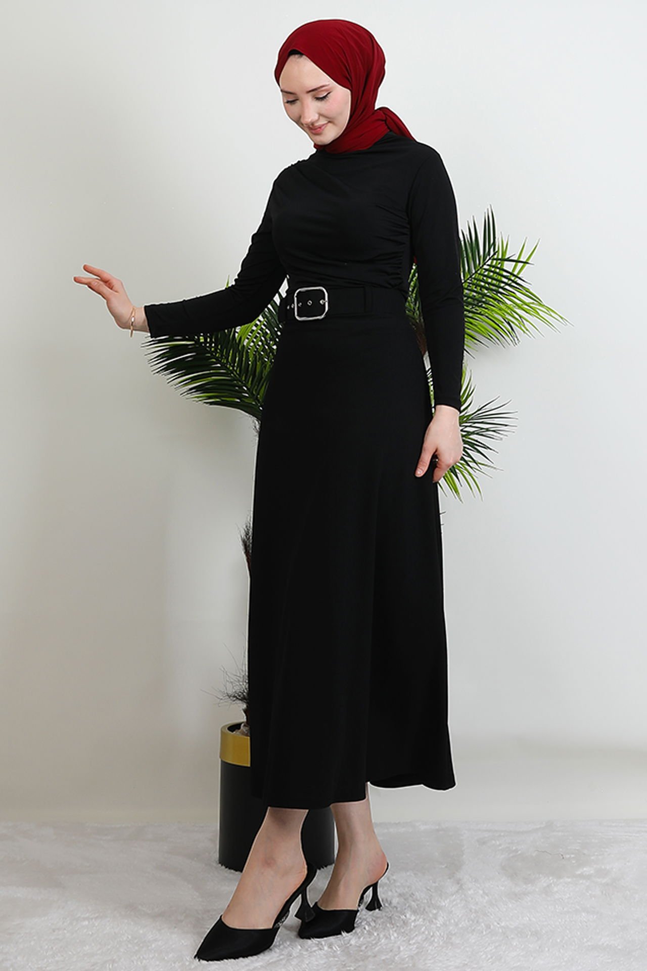 Belted Mevlana Skirt Black 4 Belted Mevlana Skirt Black - Image 4