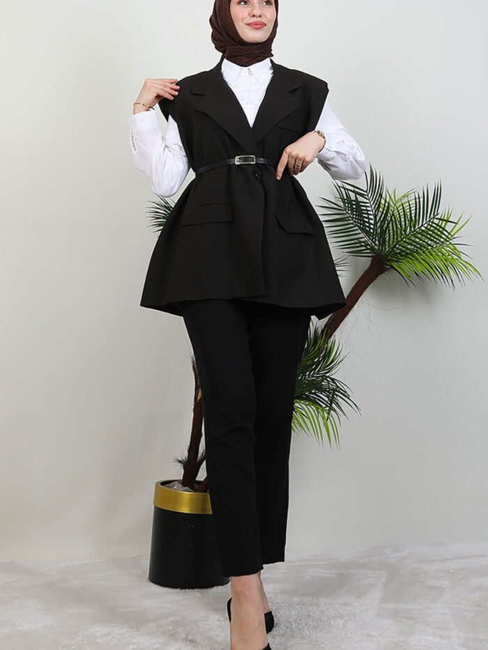 Belted Vest Bitter Brown