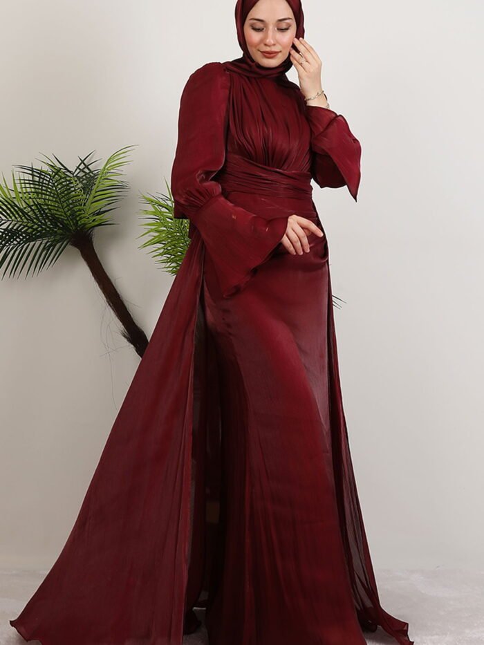 Alternative view of Tight Dress Red|Modest Yoryo Fabric Maxi