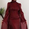 Tight Dress Red|Modest Yoryo Fabric Maxi - Image 5