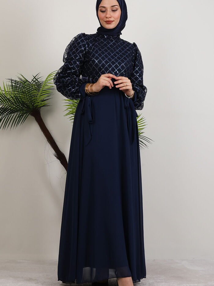 Alternative view of Dress Black Tie Event|Chiffon Maxi with Embroidered Tulle